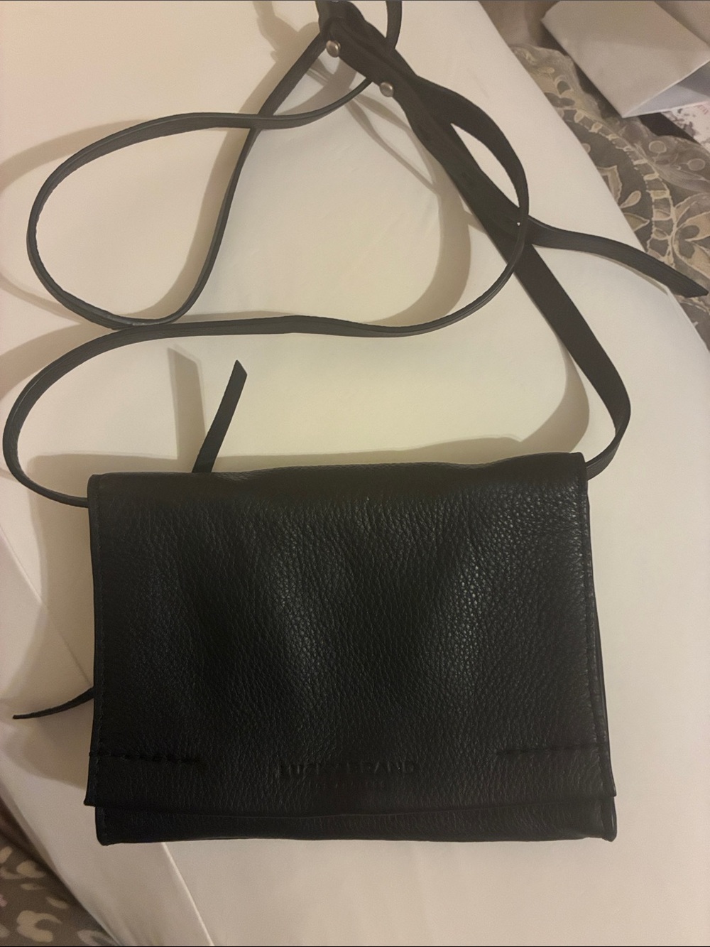 Lucky Brand Black Leather Crossbody Wallet